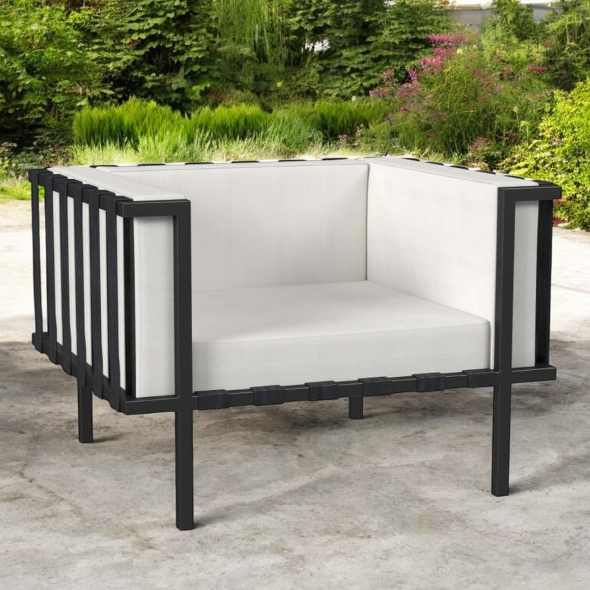 33" Black and White Sunbrella Outdoor Chair