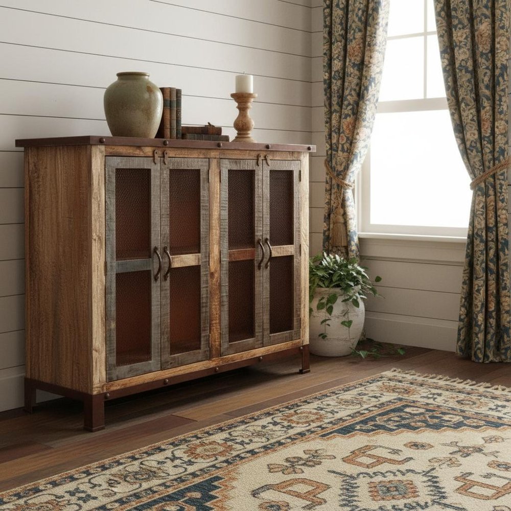 49" Brown Distressed Coastal Sideboard