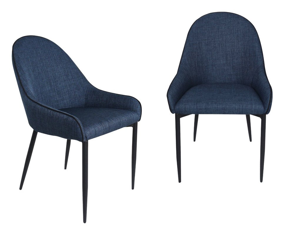 Set of Two 22" Blue Modern Barrel Dining Chair