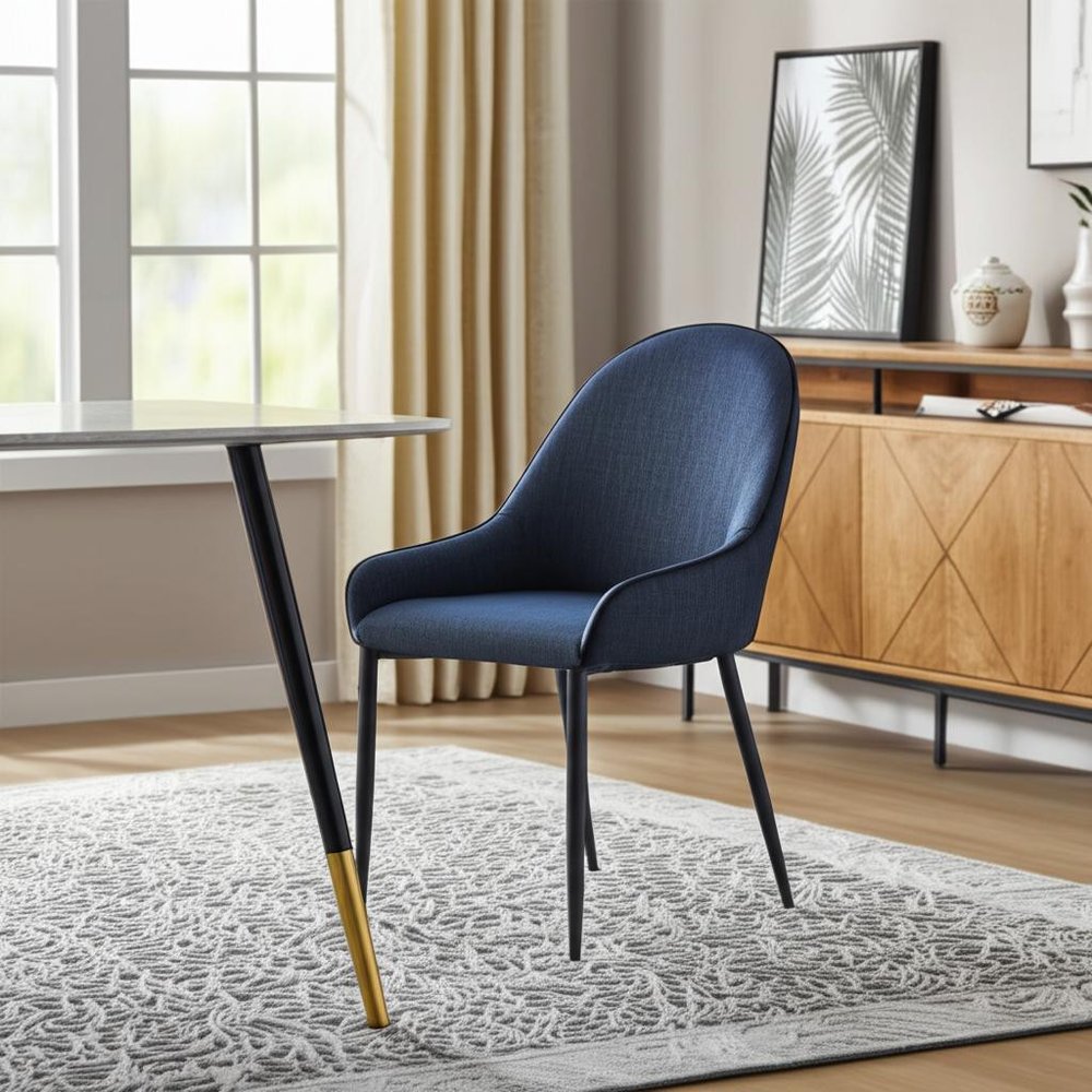 Set of Two 22" Blue Modern Barrel Dining Chair