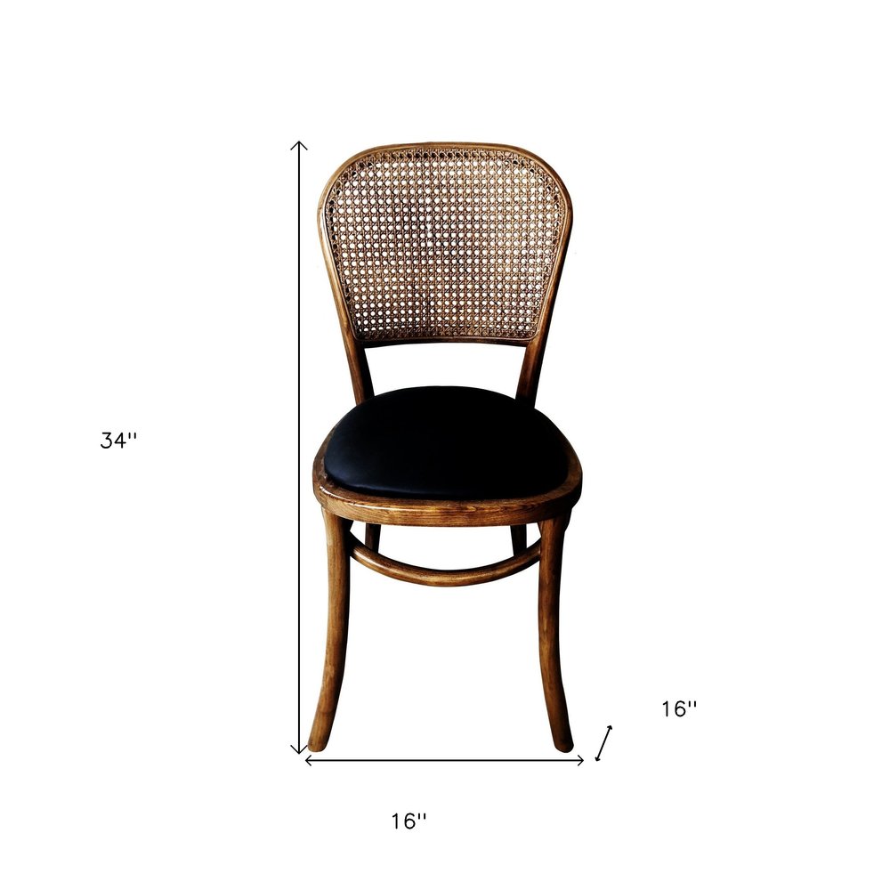Set of Two 34" Brown Faux Leather Farmhouse Dining Chair