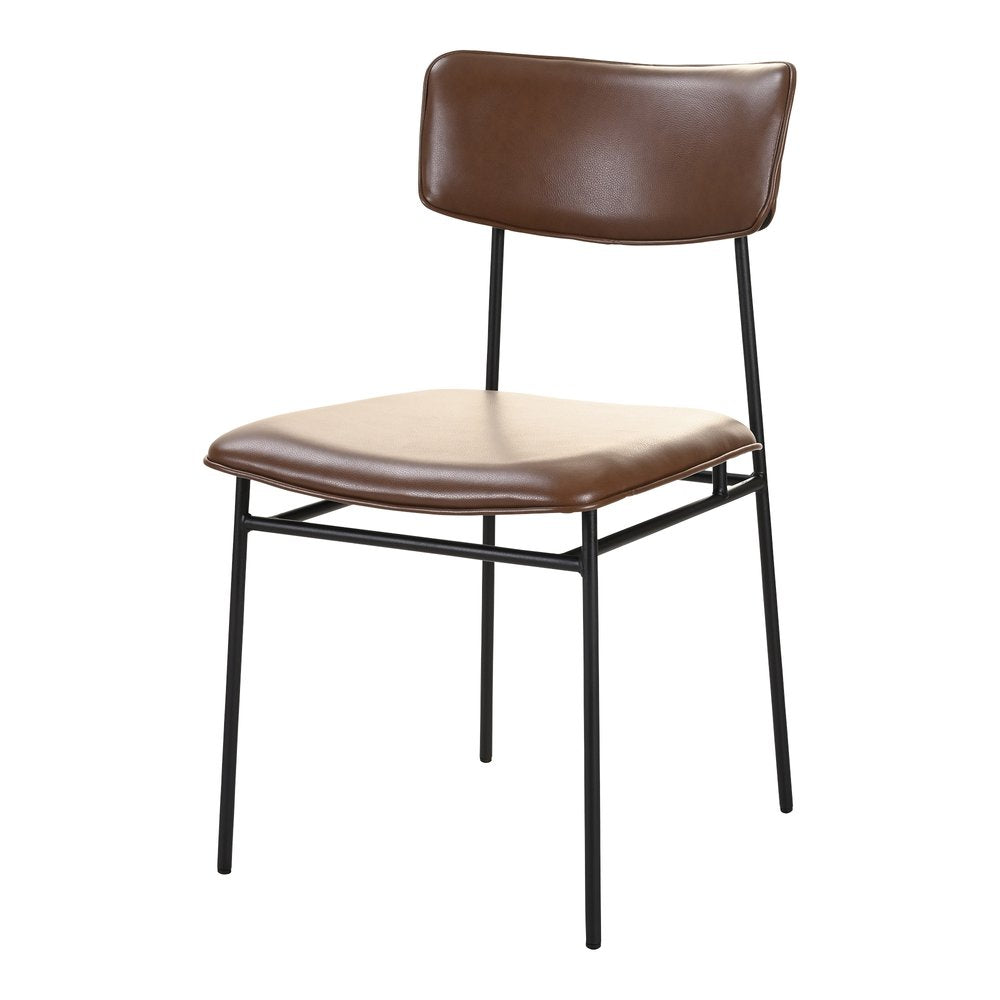 Set of Two 19" Brown Leather Open Back Chair