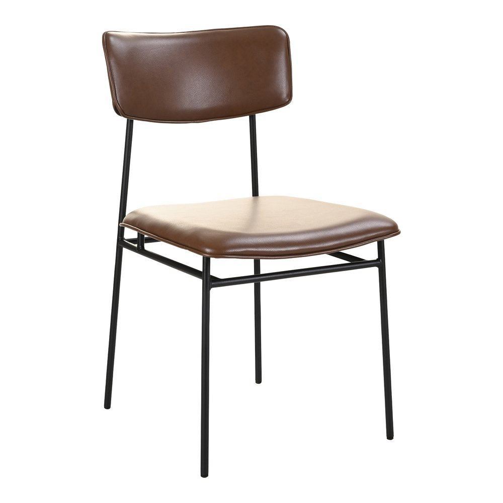 Set of Two 19" Brown Leather Open Back Chair