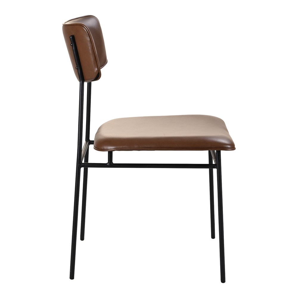 Set of Two 19" Brown Leather Open Back Chair