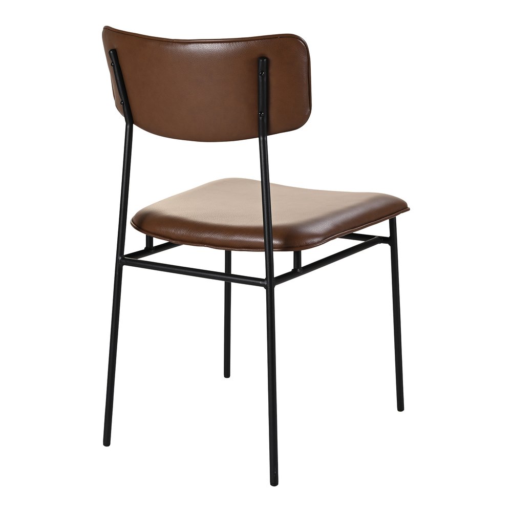 Set of Two 19" Brown Leather Open Back Chair