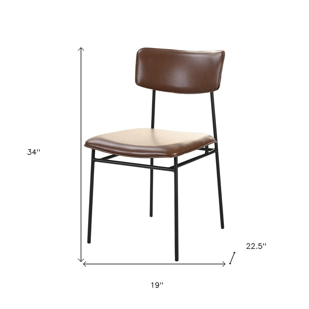 Set of Two 19" Brown Leather Open Back Chair
