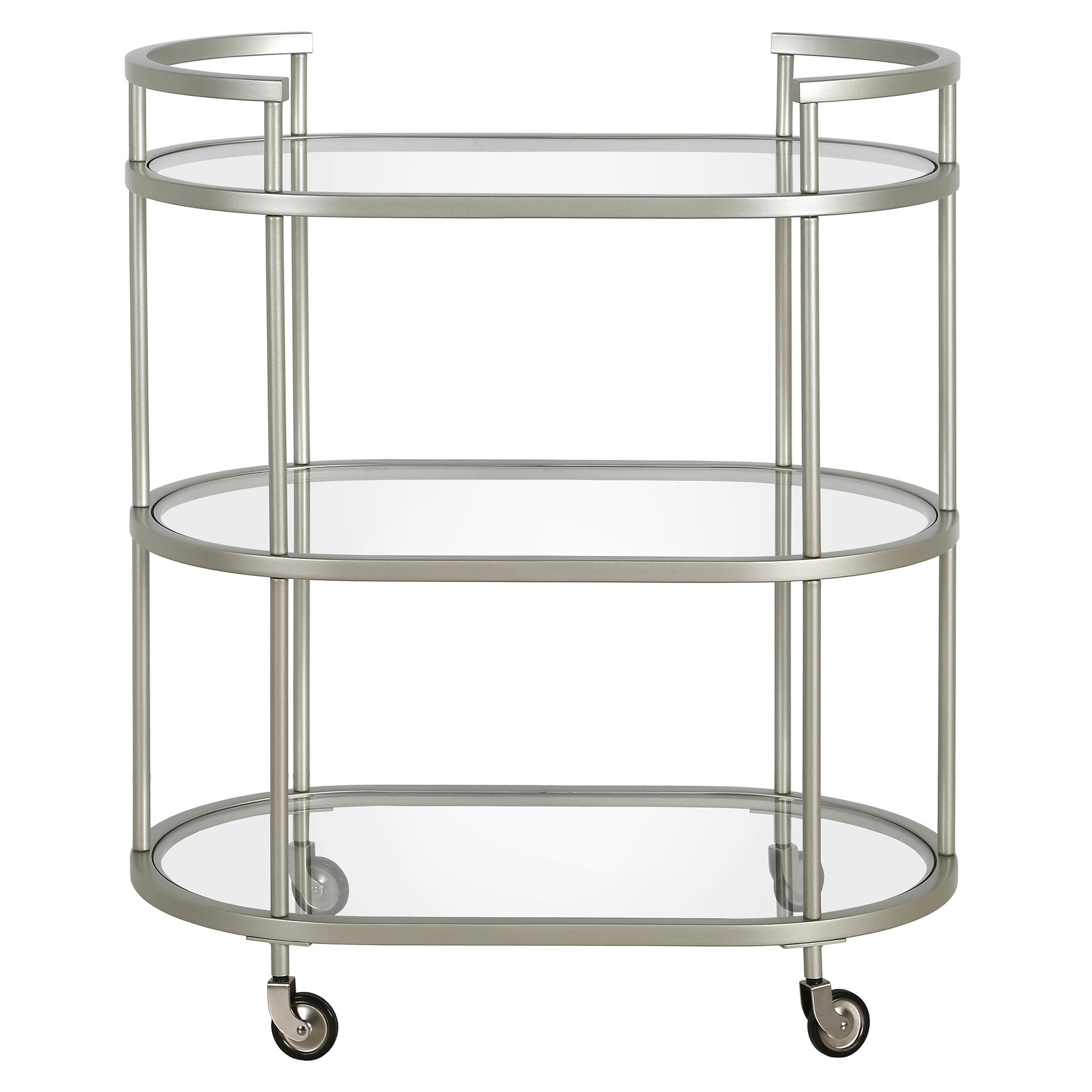 30" Silver Oval 3 Platform Bar Cart
