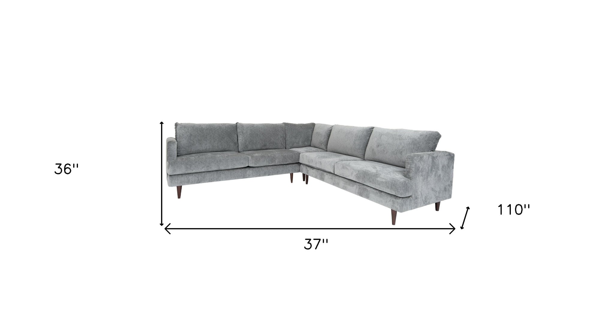 110" Silver Velvet 3 Piece Sectional Sofa