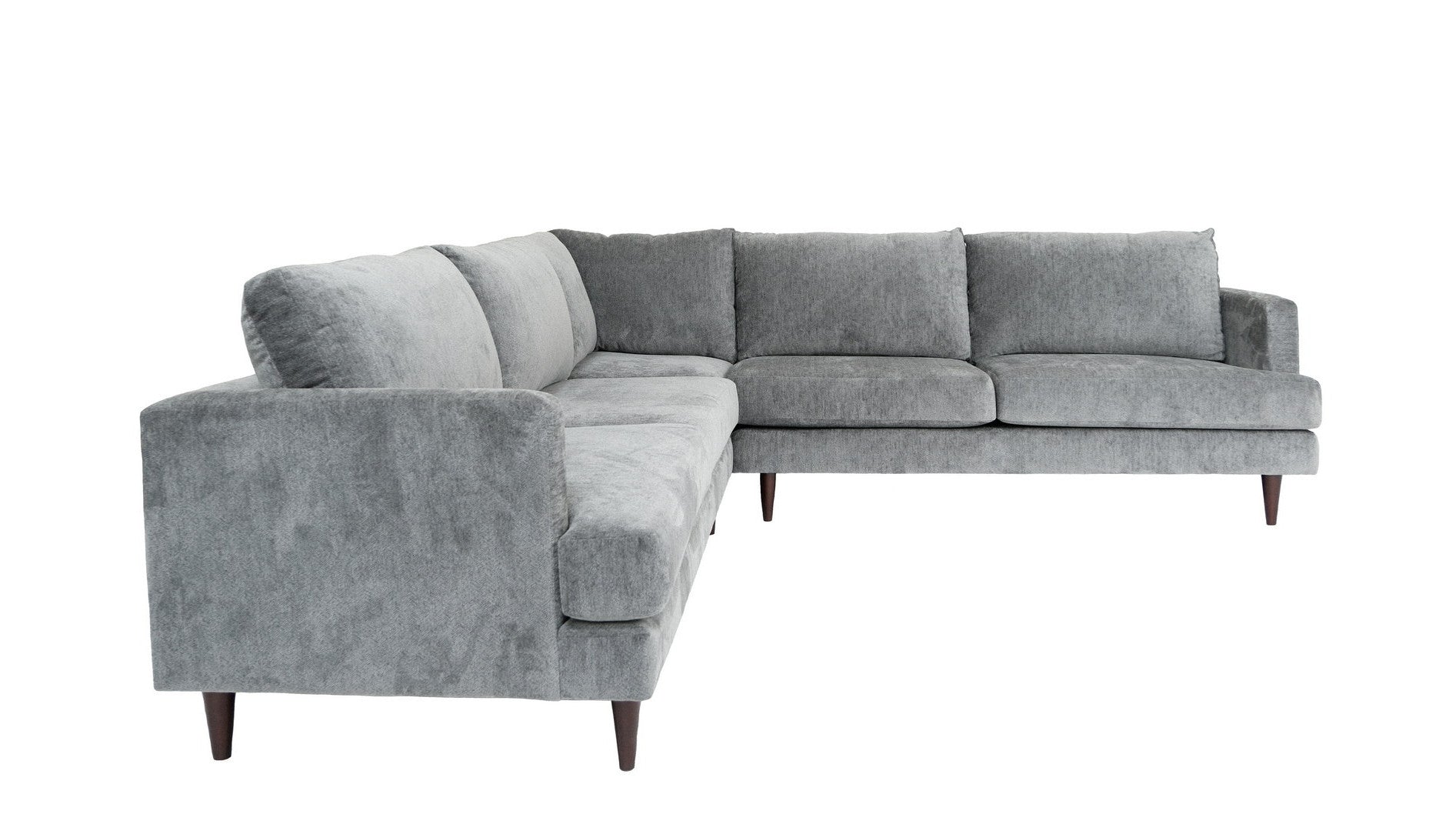 110" Silver Velvet 3 Piece Sectional Sofa