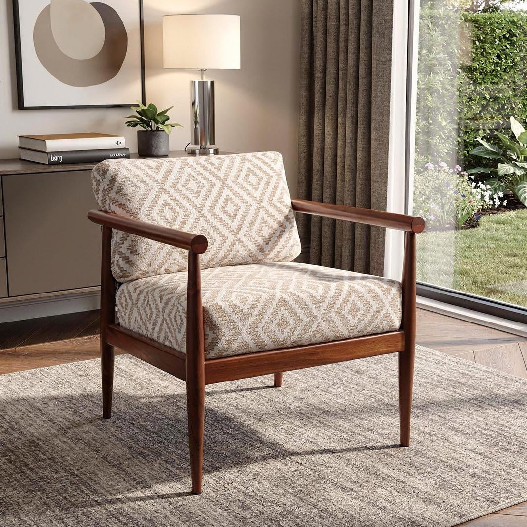 31" Beige and Brown Coastal Armchair
