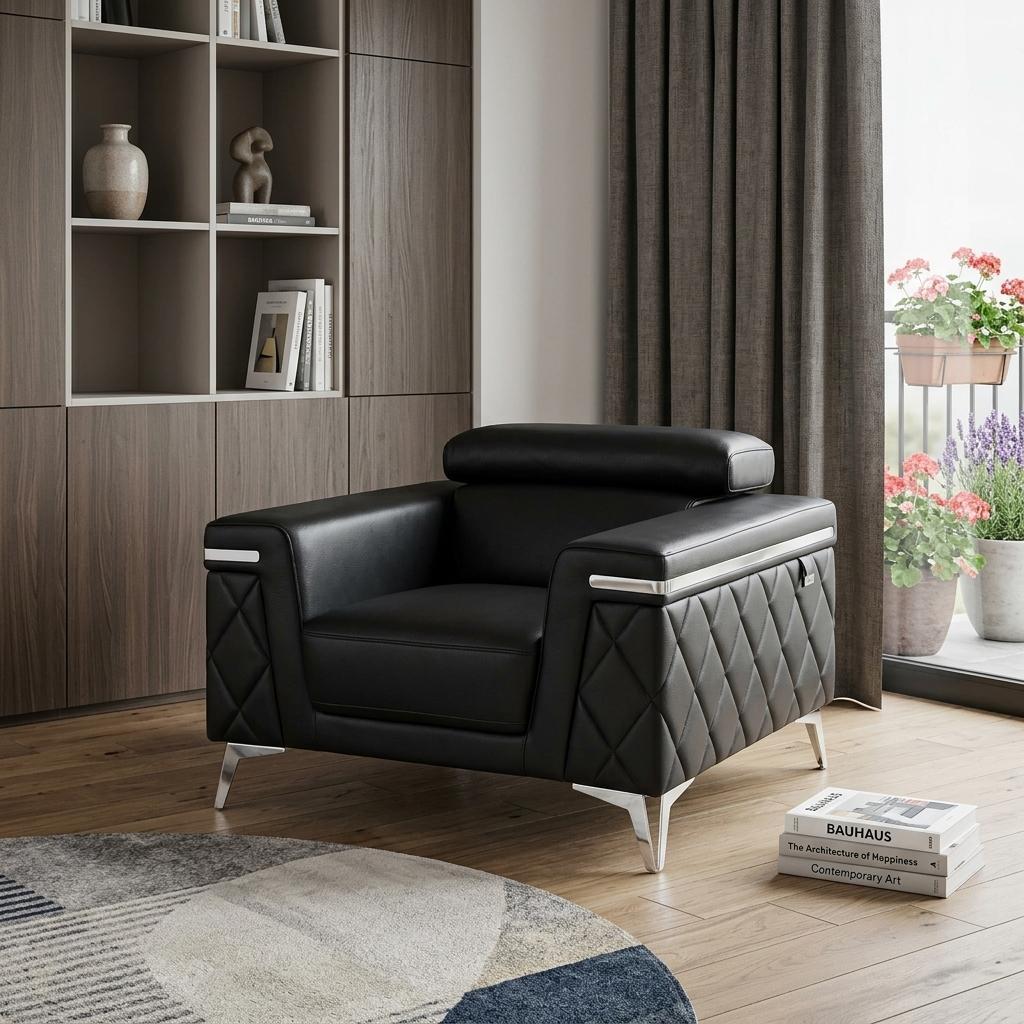 42" Leather Diamond Tufted Club Chair