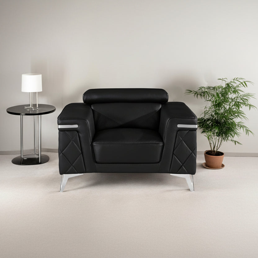 42" Leather Diamond Tufted Club Chair