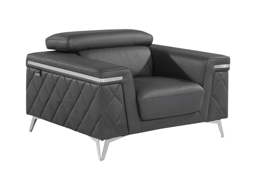 42" Leather Diamond Tufted Club Chair