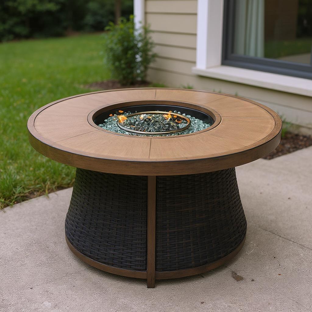 50000 BTU 42" Natural Gas Round Top Fire Pit Table