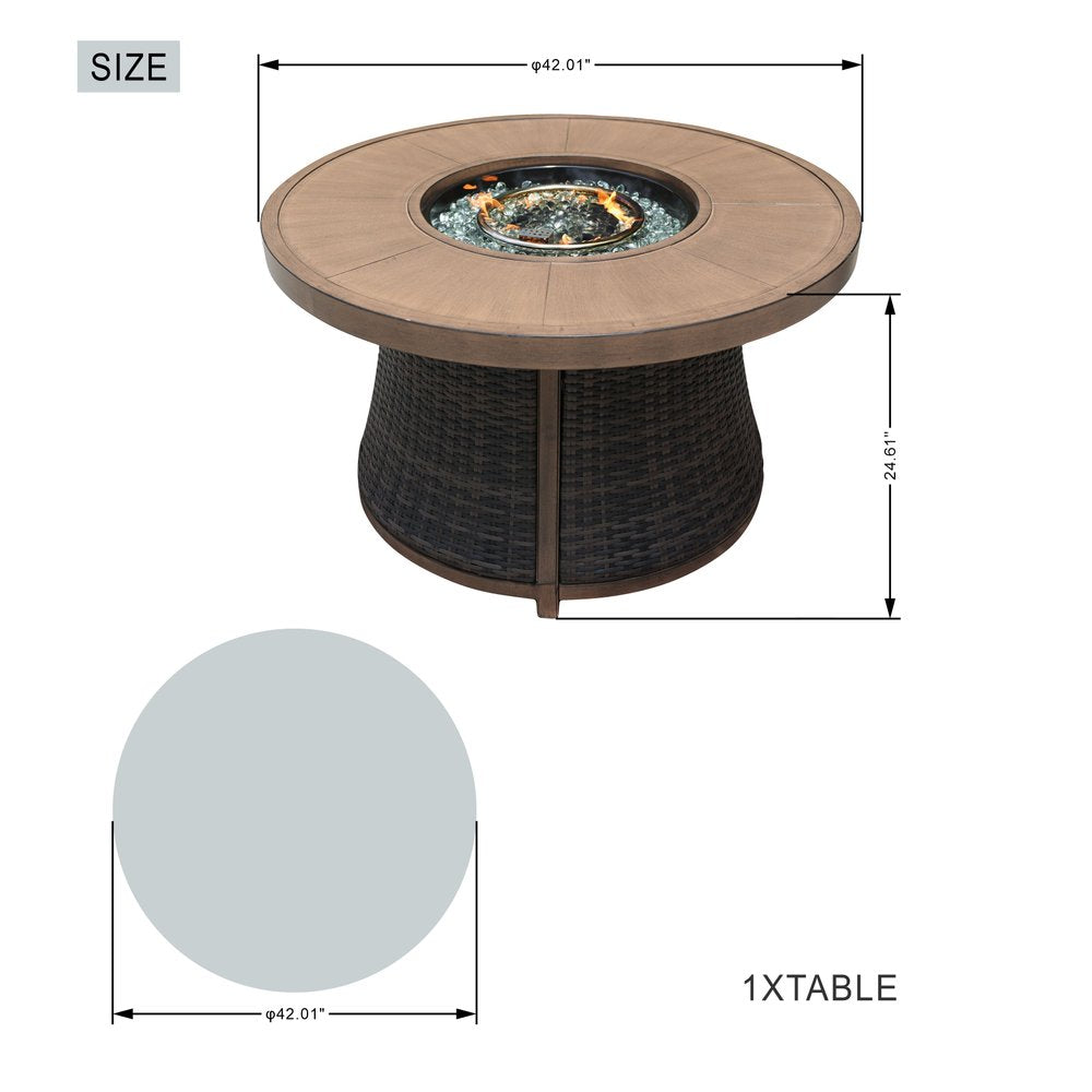 50000 BTU 42" Natural Gas Round Top Fire Pit Table