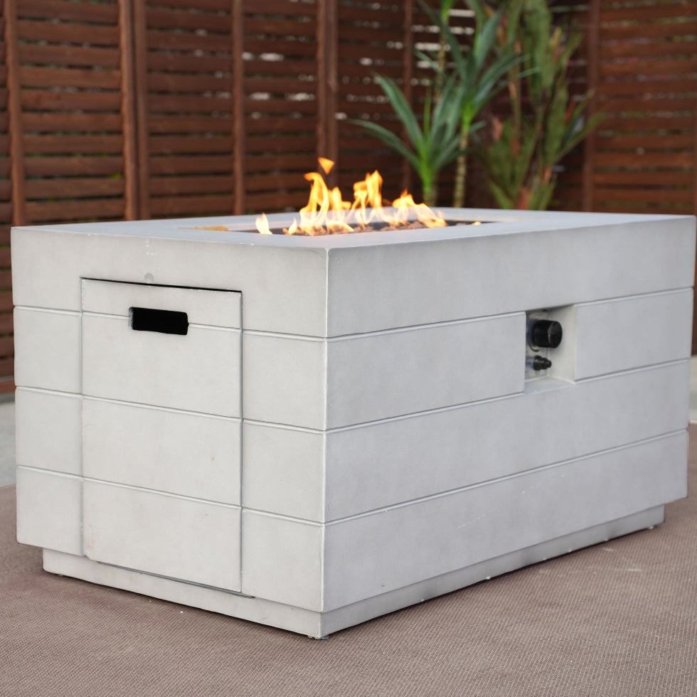 42" Gray Metal Rectangle Fire Pit