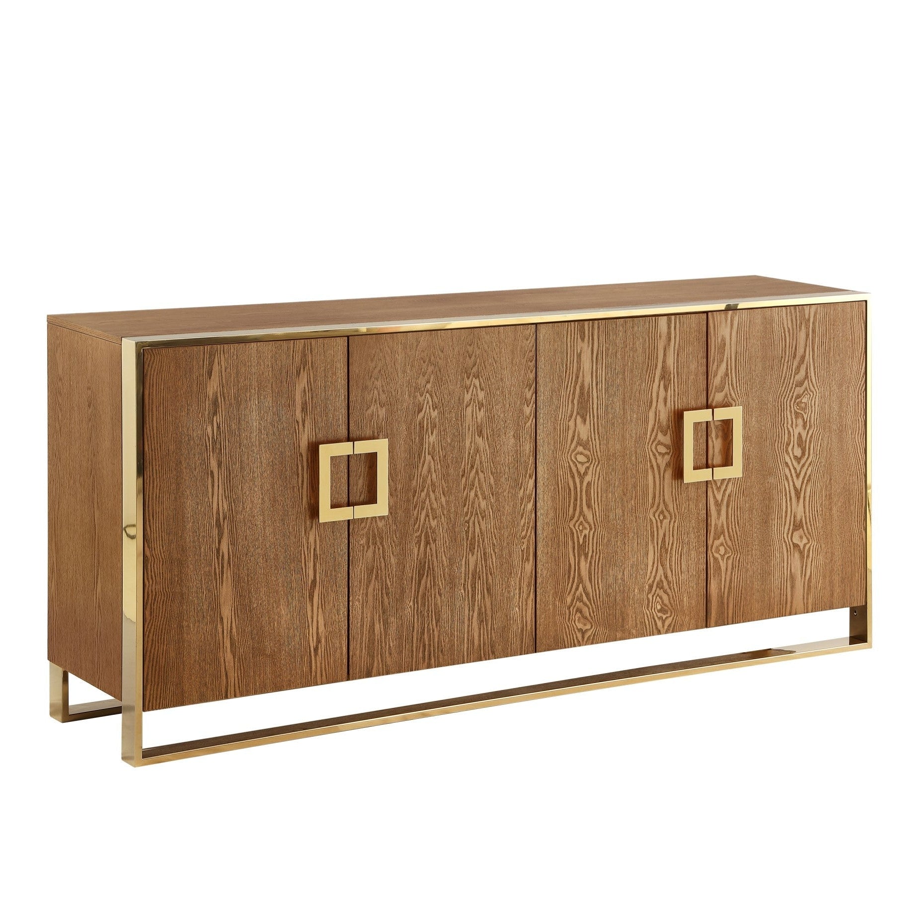 71" Wood and Chrome 4 Door Sideboard