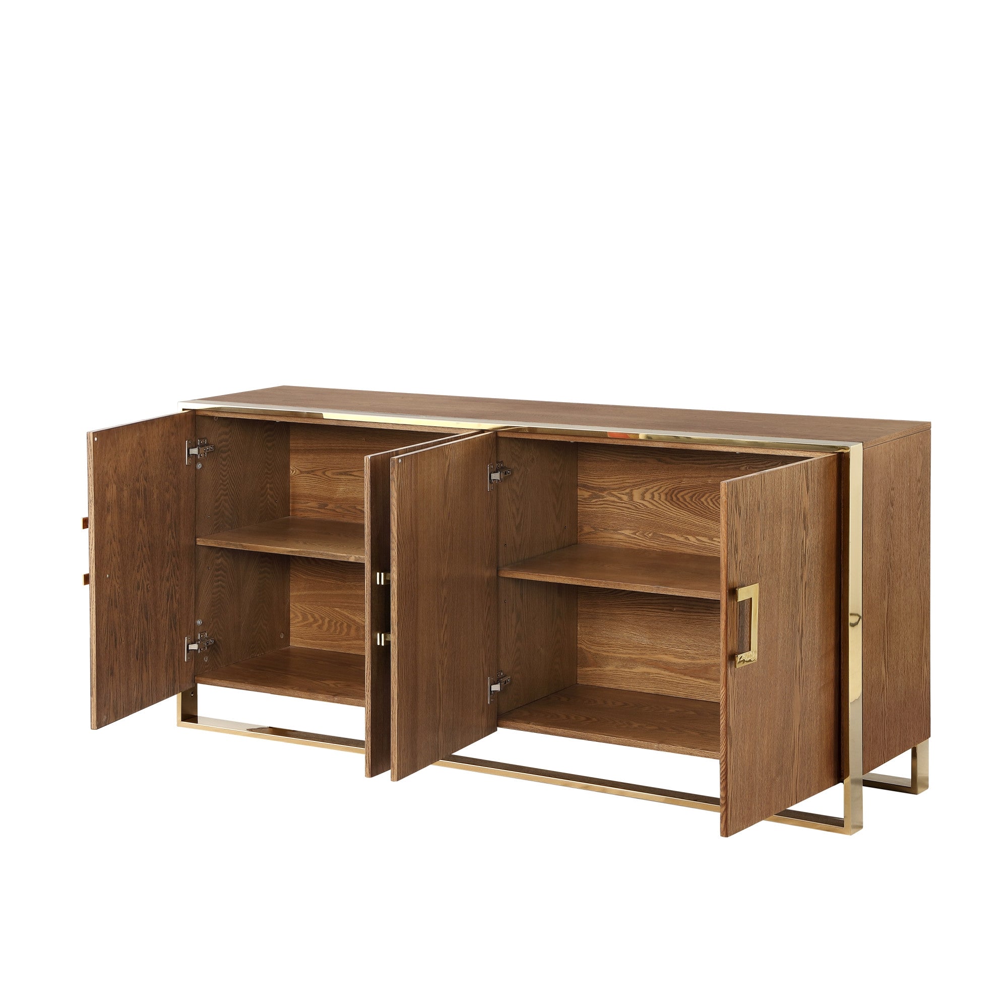 71" Wood and Chrome 4 Door Sideboard