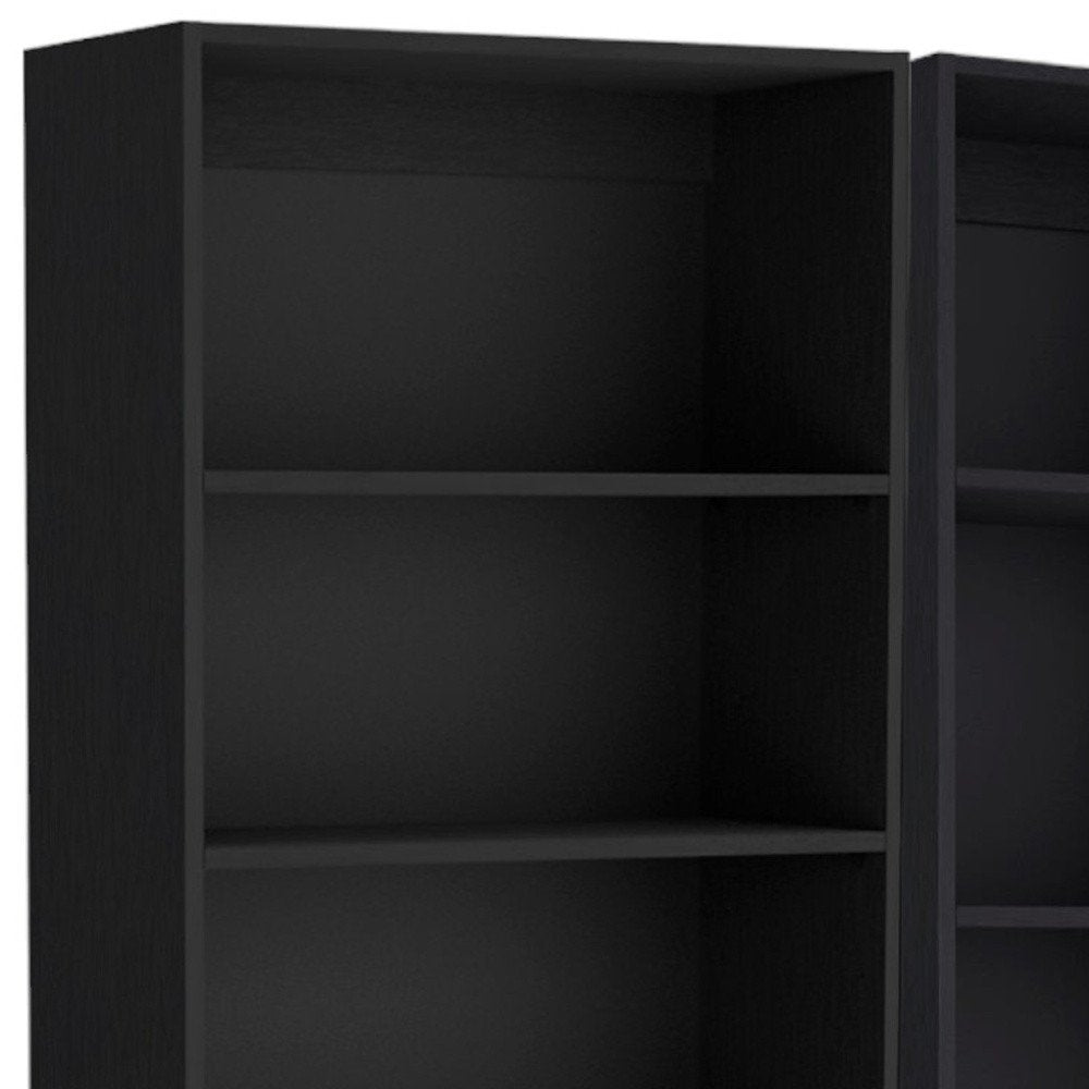 71" Black Five Tier Bookcase
