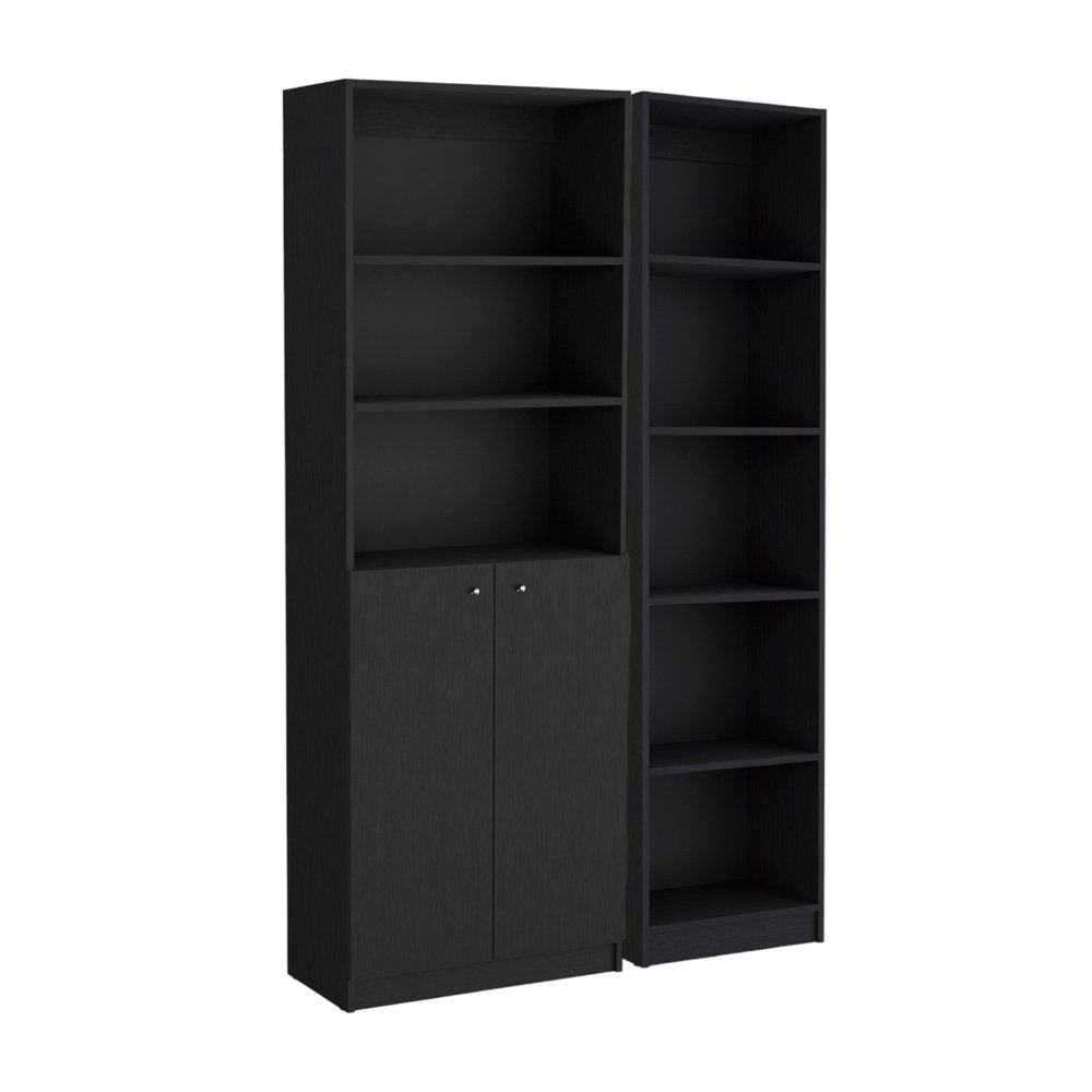 71" Black Five Tier Bookcase