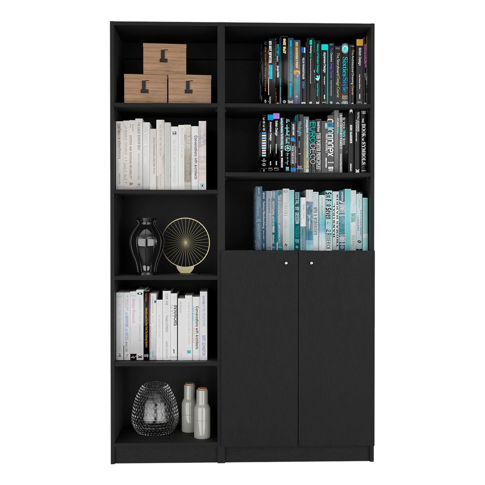 71" Black Five Tier Bookcase