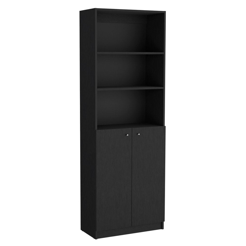 71" Black Five Tier Bookcase