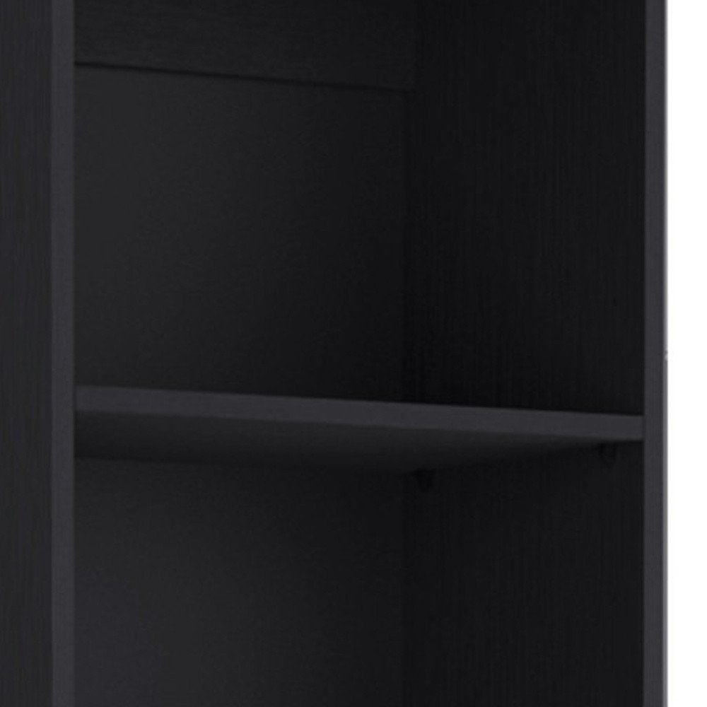71" Black Five Tier Bookcase