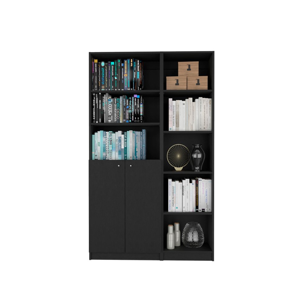 71" Black Five Tier Bookcase
