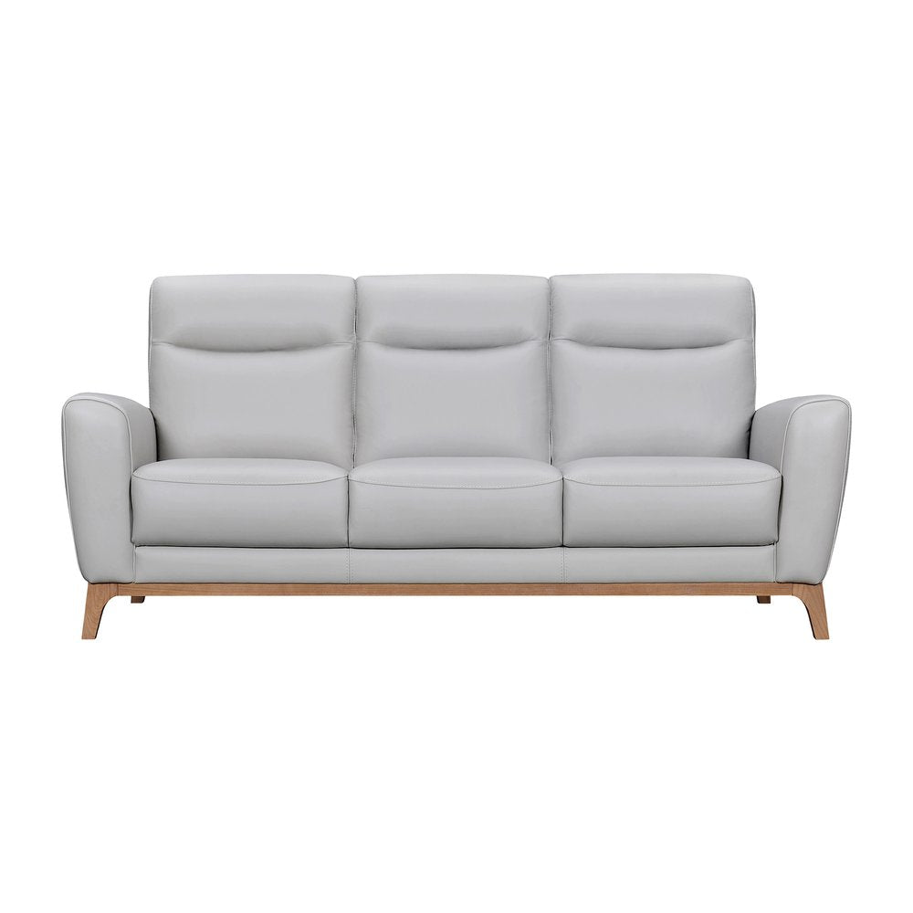 83" Gray Leather Track-Arm Sofa