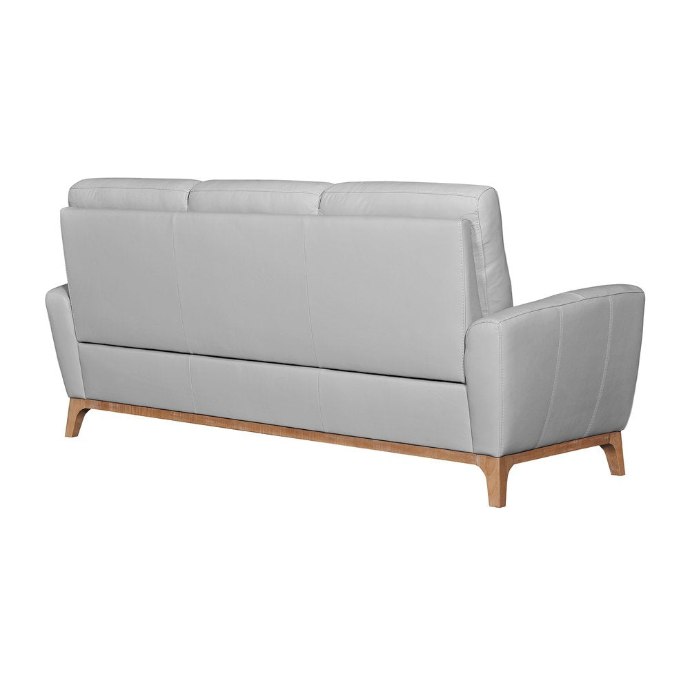 83" Gray Leather Track-Arm Sofa