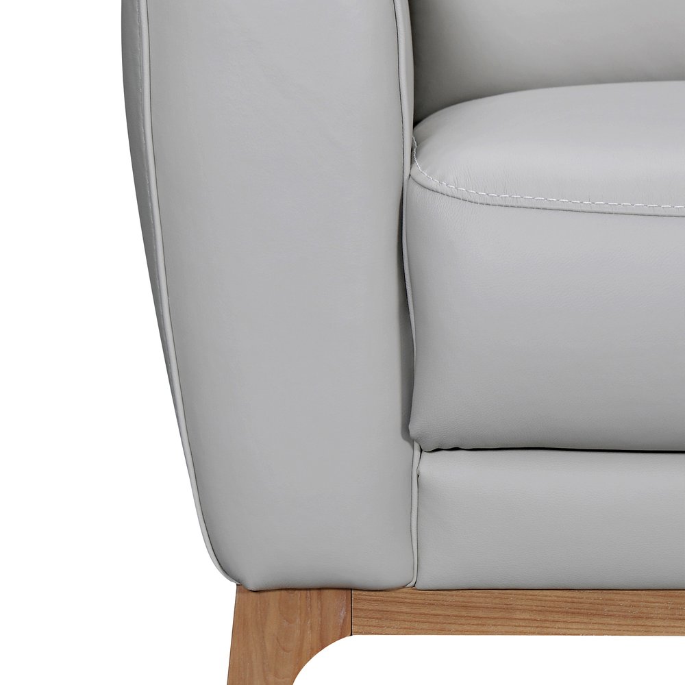 83" Gray Leather Track-Arm Sofa