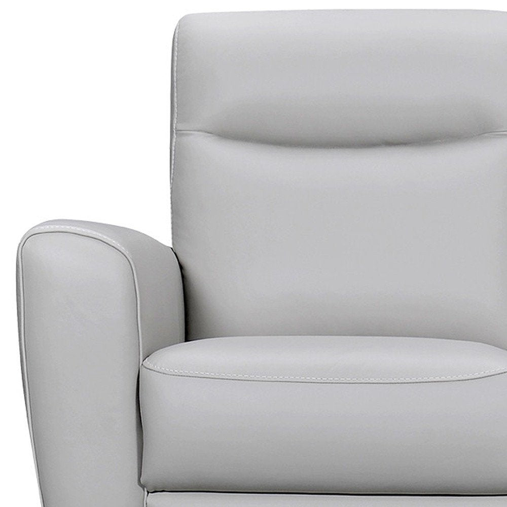 83" Gray Leather Track-Arm Sofa
