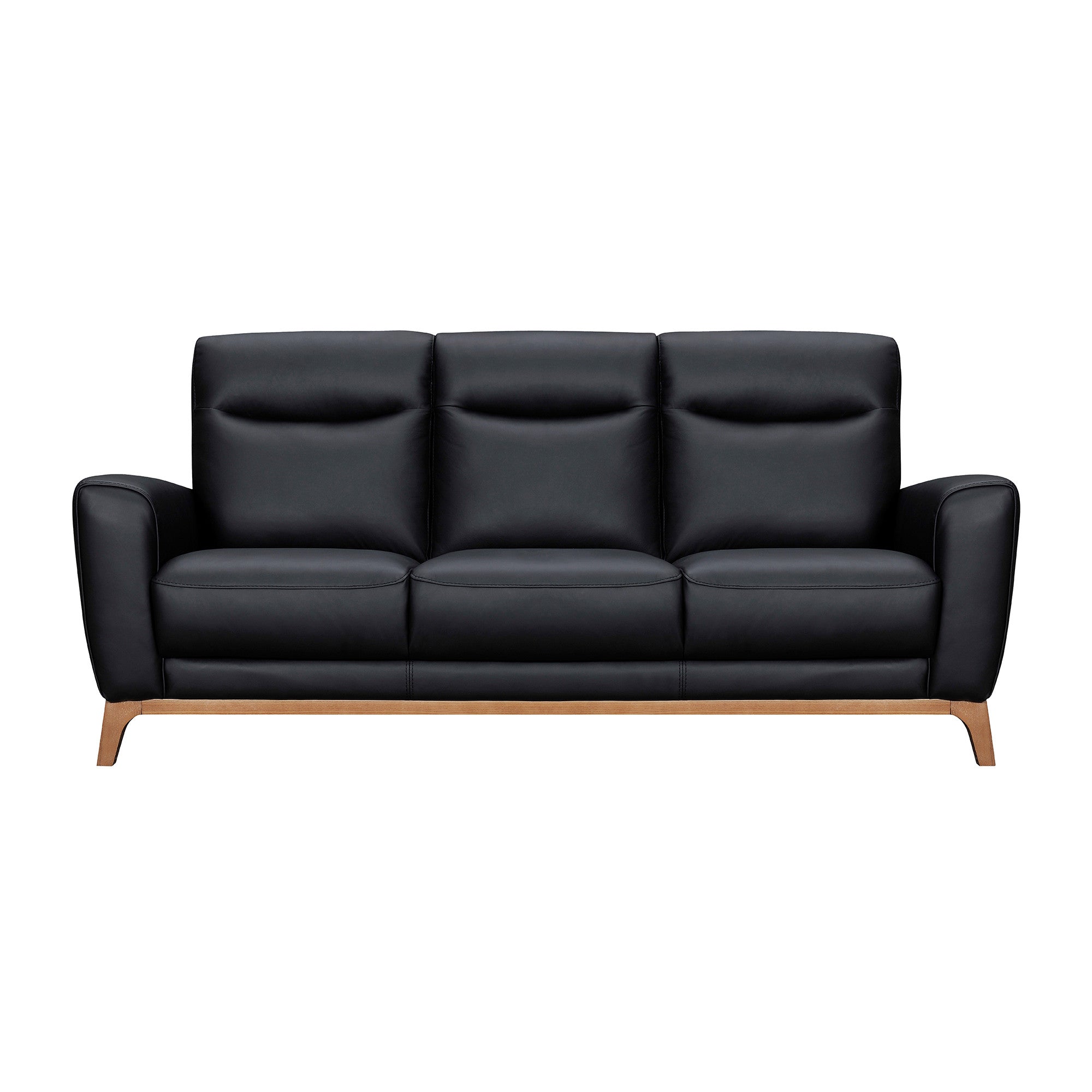 83" Retro Leather and Wood Sofa