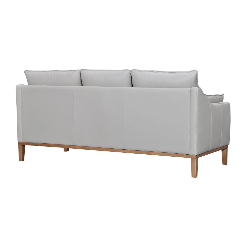87" Leather Slope Arm Sofa with Toss Pillows