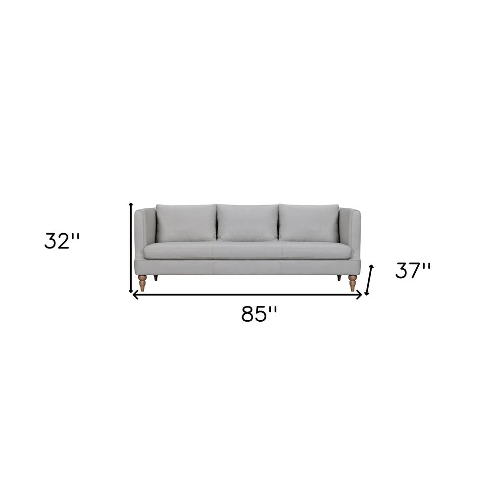 85" Leather Contemporary Tuxedo Sofa