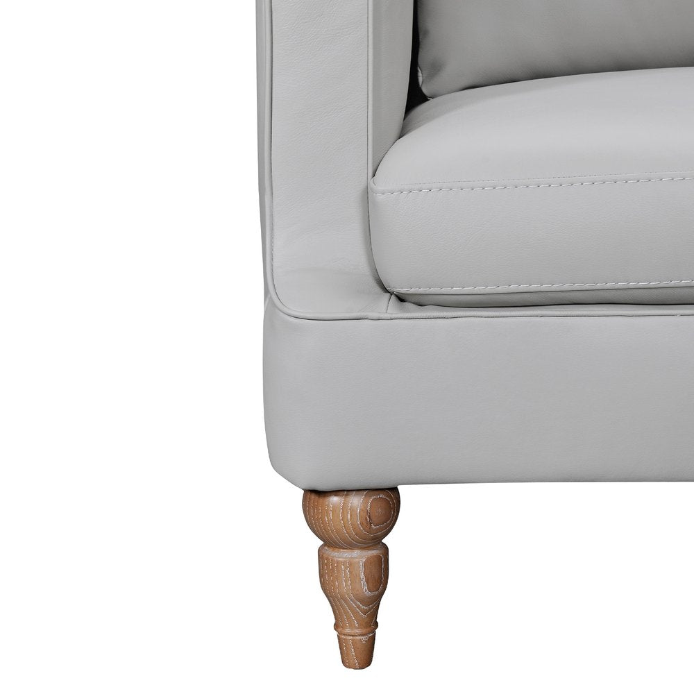 85" Leather Contemporary Tuxedo Sofa