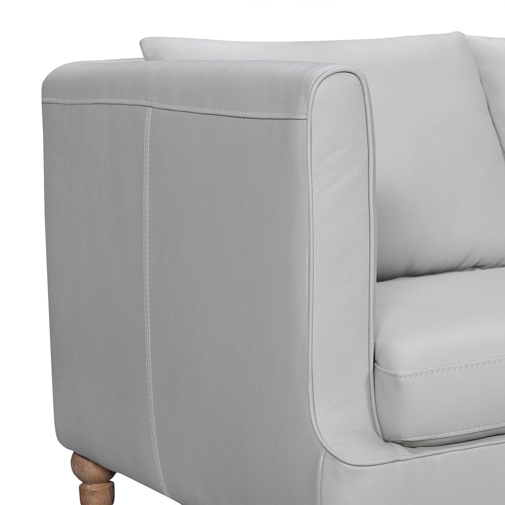 85" Leather Contemporary Tuxedo Sofa