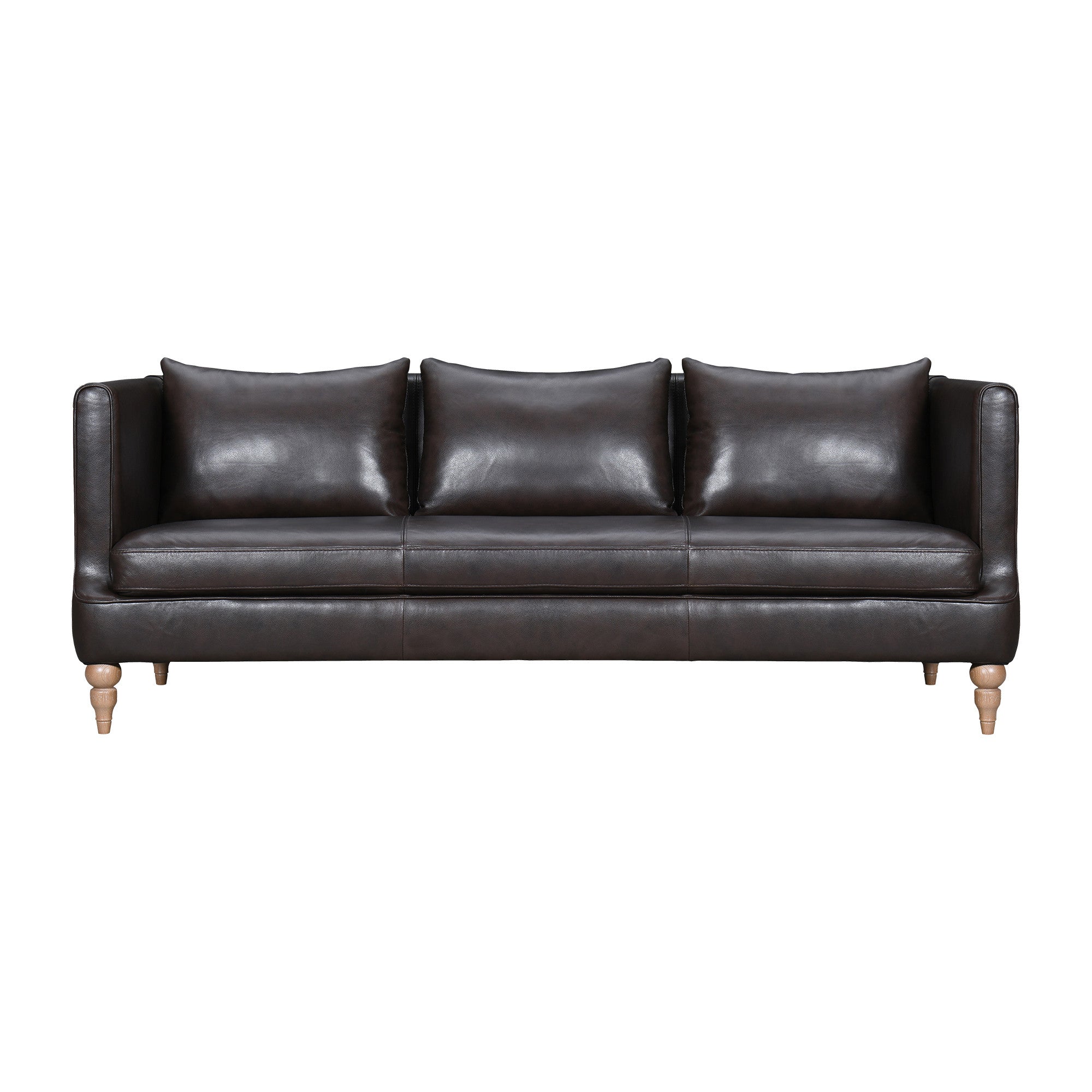 85" Leather Contemporary Tuxedo Sofa