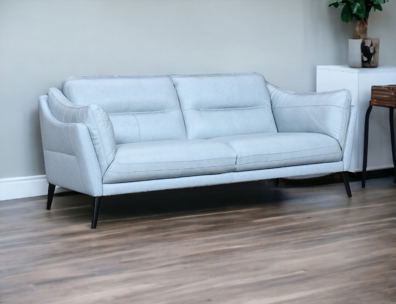 87" Flared Arm Leather Sofa