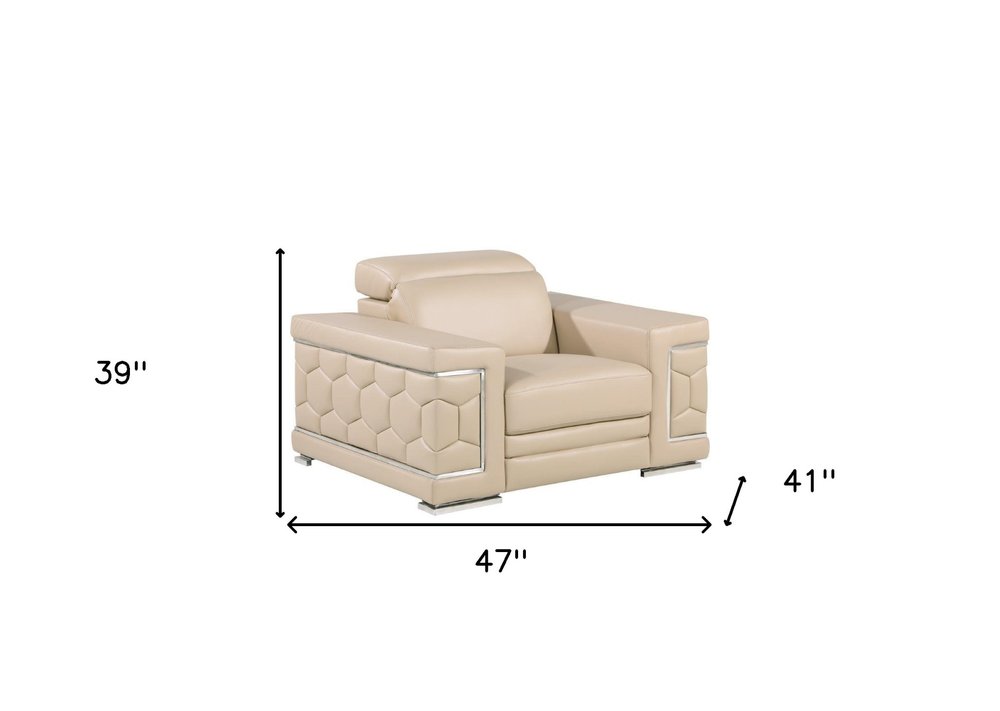 47" Geometric Leather Club Chair