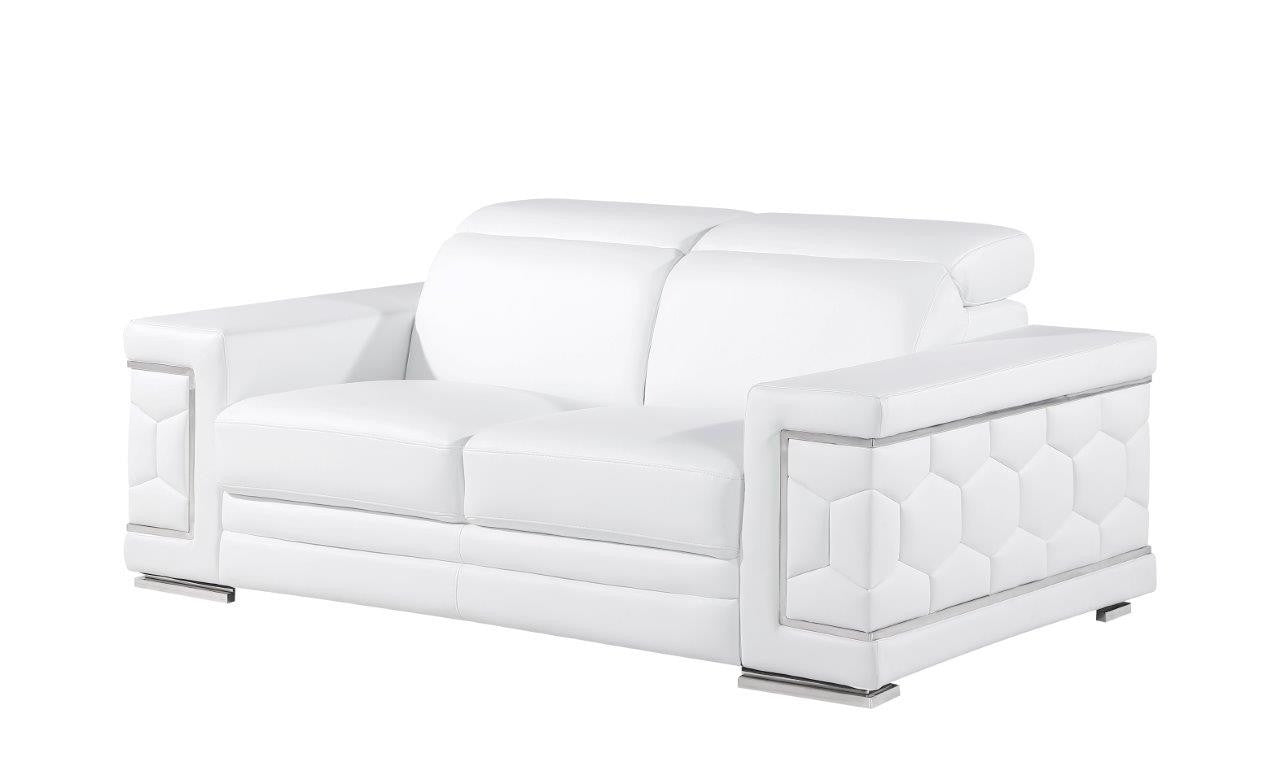 71" Geometric Leather Loveseat