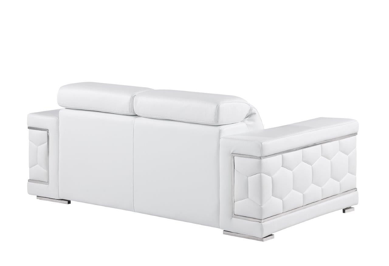 71" Geometric Leather Loveseat