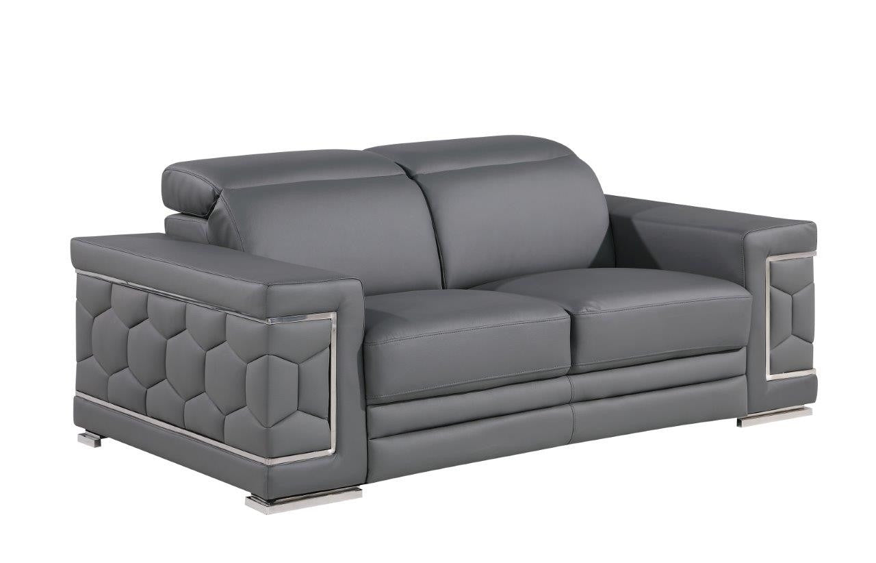 71" Geometric Leather Loveseat