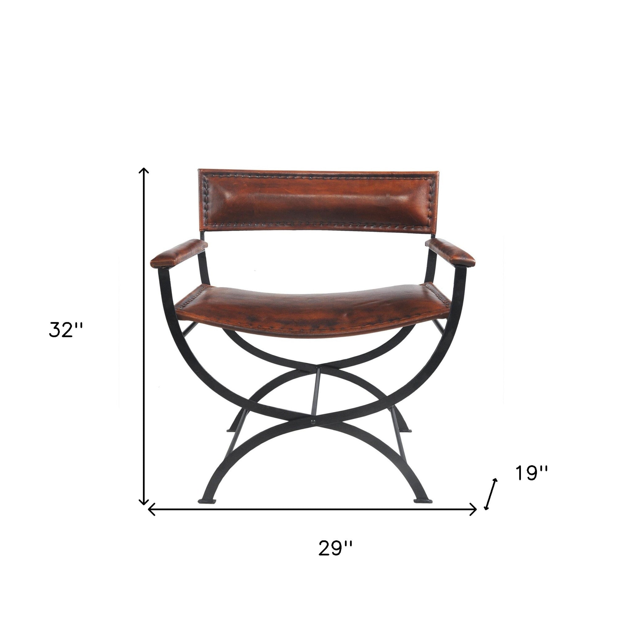29" Brown and Black Leather Director's Chair