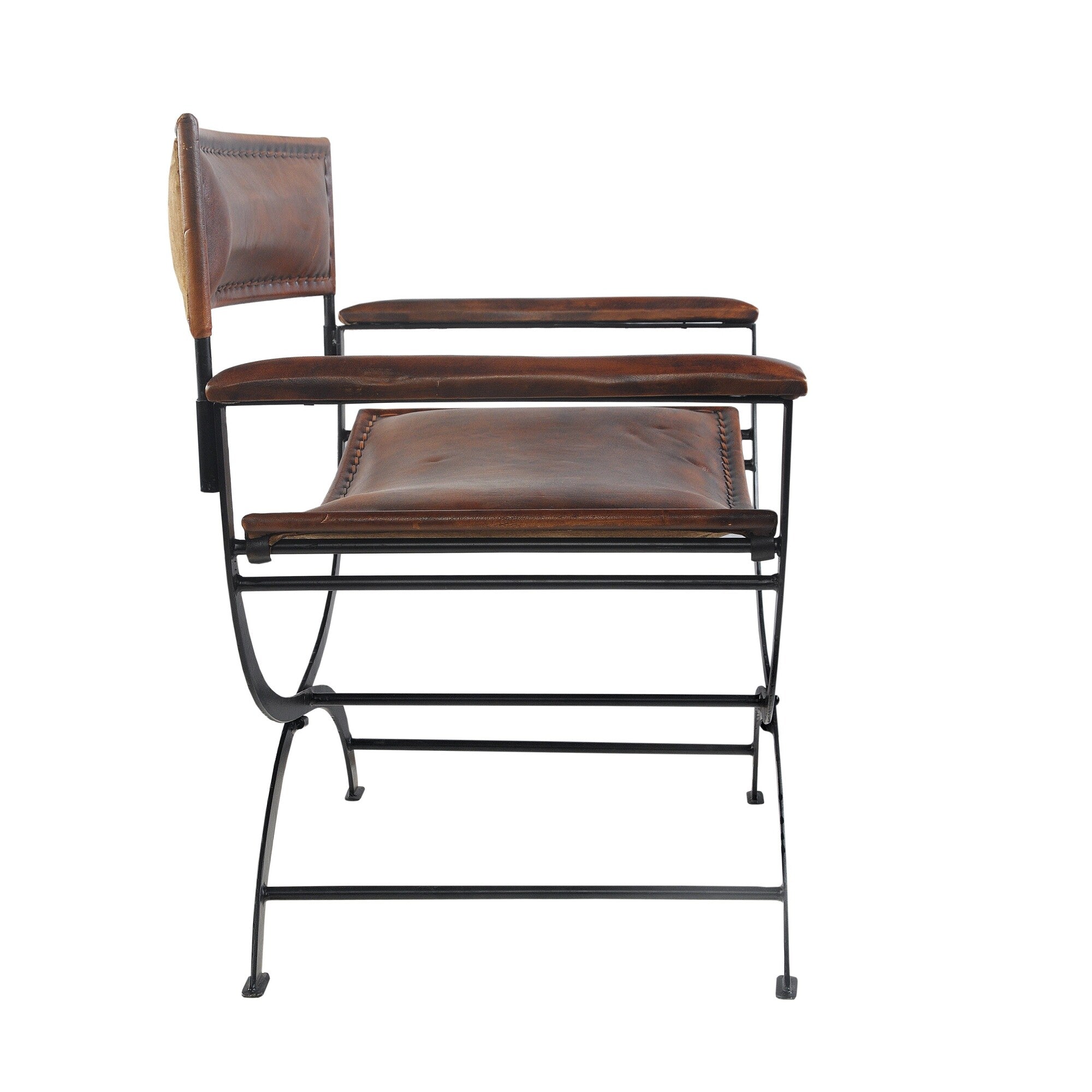 29" Brown and Black Leather Director's Chair