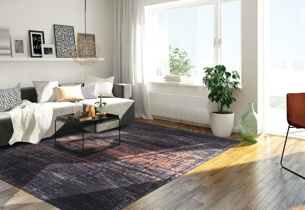 Black and Gold Abstract Area Rug