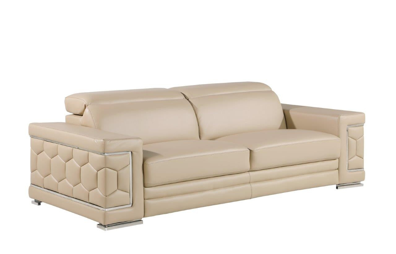 89" Geometric Leather Sofa