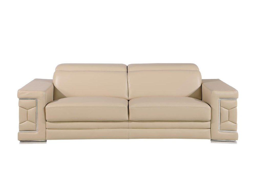 89" Geometric Leather Sofa