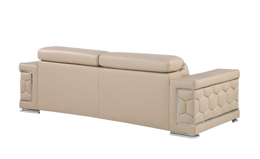 89" Geometric Leather Sofa