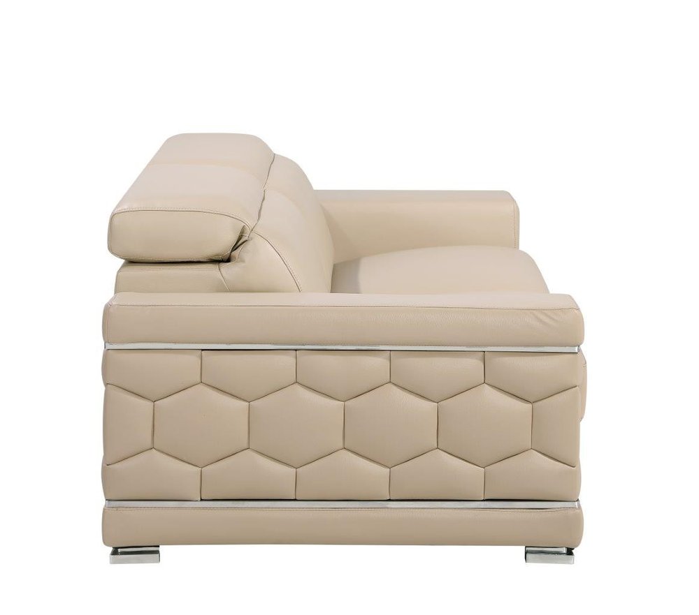 89" Geometric Leather Sofa